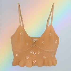 For Love and Lemons Embroidered Buds Daisy Cropped Cami ✨ Peach